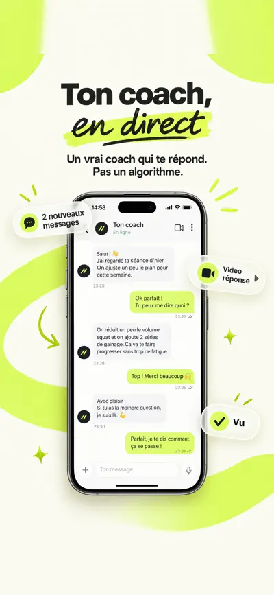 Messagerie en direct avec ton coach